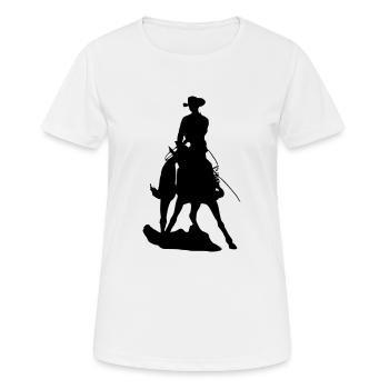 Westernpferd im Spin - Frauen T-Shirt atmungsaktiv - Weiß - Vorne - AI Model Female 172 dark (172cm)