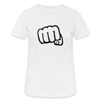 Faust - Frauen T-Shirt atmungsaktiv - Weiß - Vorne - AI Model Female 172 dark (172cm)