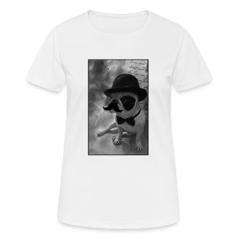 bouledogue moustache chapeau melon - T-shirt respirant Femme - blanc - Devant - AI Model Female 172 dark (172cm)