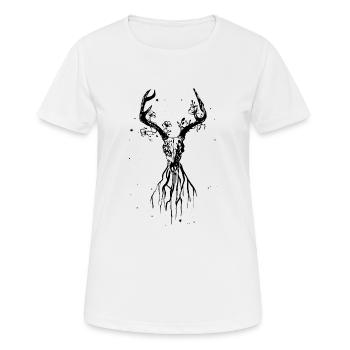 Weißer, mystischer Hirschschädchen - Frauen T-Shirt atmungsaktiv - Weiß - Vorne - AI Model Female 172 dark (172cm)