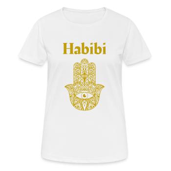 Habibi. Goldene Hand von Fatima - Frauen T-Shirt atmungsaktiv - Weiß - Vorne - AI Model Female 172 dark (172cm)