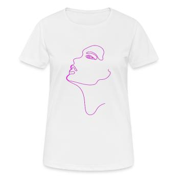 Dessin au trait silhouette féminine Visages féminins visage - T-shirt respirant Femme - blanc - Devant - AI Model Female 172 dark (172cm)
