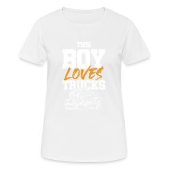 the boy loves trucks - Women's Breathable T-Shirt - white - Front - AI Model Female 172 dark (172cm)