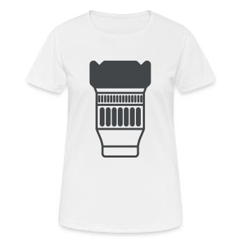 Objectif de caméra - T-shirt respirant Femme - blanc - Devant - AI Model Female 172 dark (172cm)