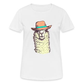 Lustiges Hut-Lama - Frauen T-Shirt atmungsaktiv - Weiß - Vorne - AI Model Female 172 dark (172cm)