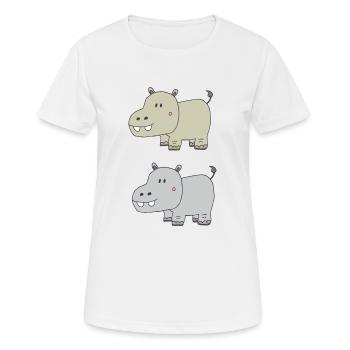 Hippopotames double - T-shirt respirant Femme - blanc - Devant - AI Model Female 172 dark (172cm)