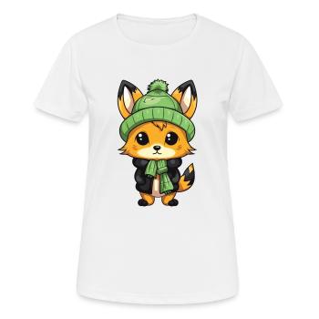 Fuchs Winter Comic - Frauen T-Shirt atmungsaktiv - Weiß - Vorne - AI Model Female 172 dark (172cm)
