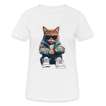 Cool Cat - Women's Breathable T-Shirt - white - Front - AI Model Female 172 dark (172cm)