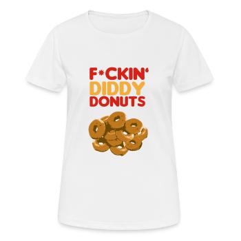 F*CKIN' DIDDY DONUTS-ZENSIERT-NEGS URBANER SPORT - Frauen T-Shirt atmungsaktiv - Weiß - Vorne - AI Model Female 172 dark (172cm)