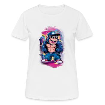 Streetart Gorilla Musik - Frauen T-Shirt atmungsaktiv - Weiß - Vorne - AI Model Female 172 dark (172cm)
