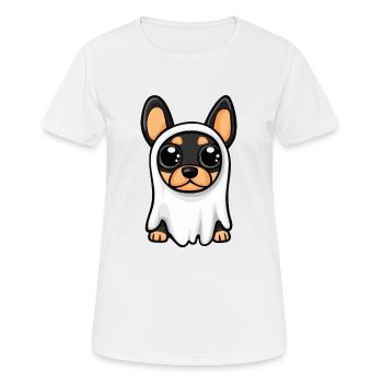 Dobermann Hund Halloween Lustig Geist - Frauen T-Shirt atmungsaktiv - Weiß - Vorne - AI Model Female 172 dark (172cm)