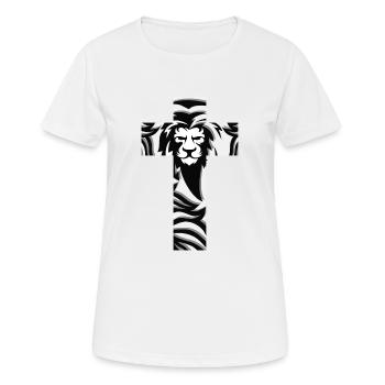 Cross Lion Lamb Jesus Christian - Frauen T-Shirt atmungsaktiv - Weiß - Vorne - AI Model Female 172 dark (172cm)