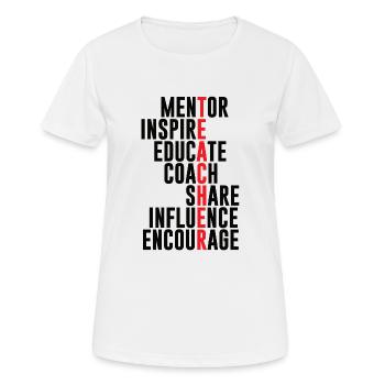 Lehrer - Frauen T-Shirt atmungsaktiv - Weiß - Vorne - AI Model Female 172 dark (172cm)