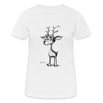 Hirschfuzzie - T-shirt respirant Femme - blanc - Devant - AI Model Female 172 dark (172cm)
