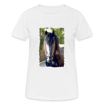 Cheval frison - T-shirt respirant Femme - blanc - Devant - AI Model Female 172 dark (172cm)