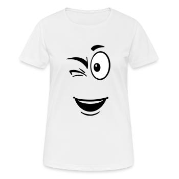 Visage toon clin d’œil - T-shirt respirant Femme - blanc - Devant - AI Model Female 172 dark (172cm)