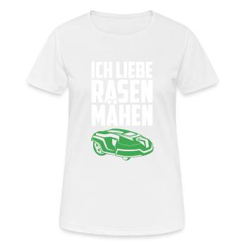 Ich liebe Rasenmähen Mähroboter Rasen Gärtner - Frauen T-Shirt atmungsaktiv - Weiß - Vorne - AI Model Female 172 dark (172cm)