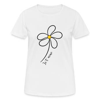 ICH LIEBE DICH. ICH LIEBE DICH. LIEBE. LIEBE. HERZ. BLUME - Frauen T-Shirt atmungsaktiv - Weiß - Vorne - AI Model Female 172 dark (172cm)