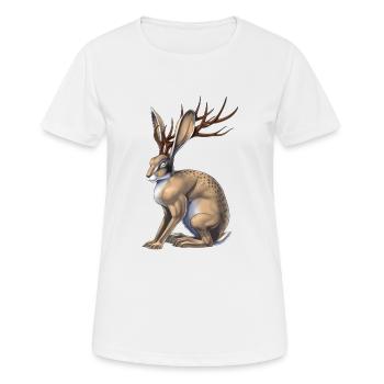 Kryptische Kreatur Jackalope - Frauen T-Shirt atmungsaktiv - Weiß - Vorne - AI Model Female 172 dark (172cm)
