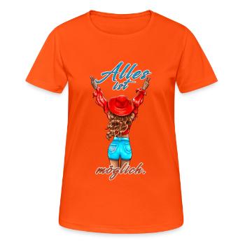 Anything is possible blonde - Women's Breathable T-Shirt - neon orange - Front - AI Model Female 172 dark (172cm)
