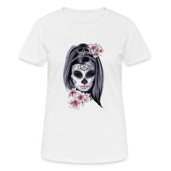 Maske - Frauen T-Shirt atmungsaktiv - Weiß - Vorne - AI Model Female 172 dark (172cm)
