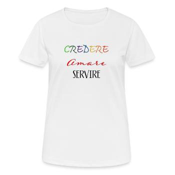 Love Believe Serve - Love Agape - Frauen T-Shirt atmungsaktiv - Weiß - Vorne - AI Model Female 172 dark (172cm)