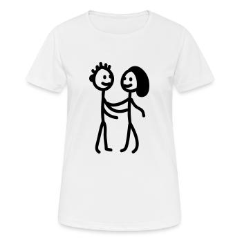 Strichmännchen Paar - line - Frauen T-Shirt atmungsaktiv - Weiß - Vorne - AI Model Female 172 dark (172cm)
