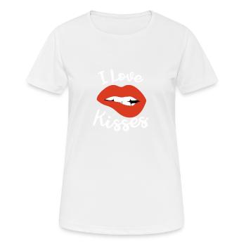 Lèvres baiser baiser cadeau partenaire amoureuse petite amie - T-shirt respirant Femme - blanc - Devant - AI Model Female 172 dark (172cm)