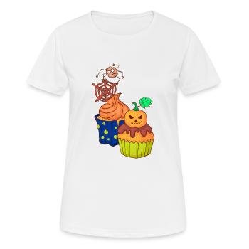 Halloween cupcake muffin cake baking sweets - Women's Breathable T-Shirt - white - Front - AI Model Female 172 dark (172cm)