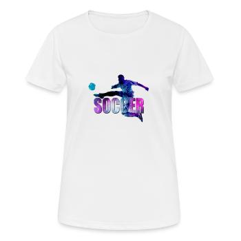 Soccer - Frauen T-Shirt atmungsaktiv - Weiß - Vorne - AI Model Female 172 dark (172cm)