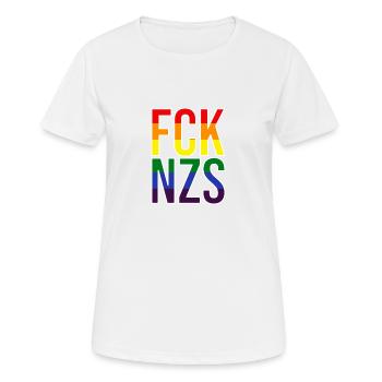 FCK NZS LGBTQ - Frauen T-Shirt atmungsaktiv - Weiß - Vorne - AI Model Female 172 dark (172cm)