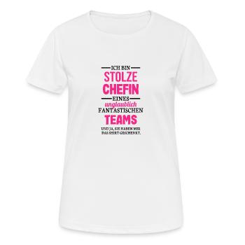 Stolze Chefin eines fantastischen Teams - Frauen T-Shirt atmungsaktiv - Weiß - Vorne - AI Model Female 172 dark (172cm)