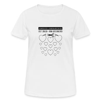 Junggesellenabschied Herzen ausschneiden DIY - Frauen T-Shirt atmungsaktiv - Weiß - Vorne - AI Model Female 172 dark (172cm)