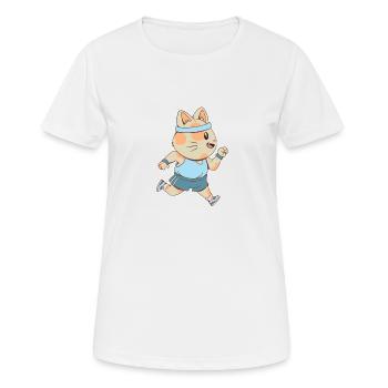 Jogging Cartoon Katze mit Jogging Kleidung - Frauen T-Shirt atmungsaktiv - Weiß - Vorne - AI Model Female 172 dark (172cm)