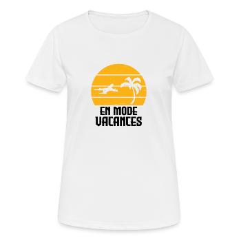 En Mode Vacances - Humour Vacancier - T-shirt respirant Femme - blanc - Devant - AI Model Female 172 dark (172cm)