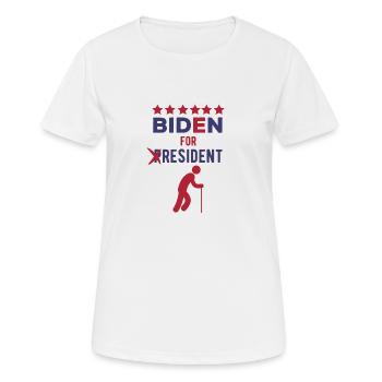 Drôle biden design, Biden pour mème résident - T-shirt respirant Femme - blanc - Devant - AI Model Female 172 dark (172cm)