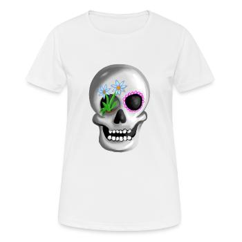 Le culte mexicain de la tête de mort Jour des morts Skull - T-shirt respirant Femme - blanc - Devant - AI Model Female 172 dark (172cm)