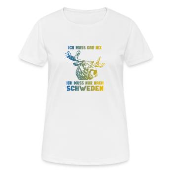 Ich muss wieder nach Schweden - Frauen T-Shirt atmungsaktiv - Weiß - Vorne - AI Model Female 172 dark (172cm)