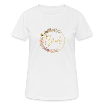 Team Bride! Watercolour Floral Kranz - Frauen T-Shirt atmungsaktiv - Weiß - Vorne - AI Model Female 172 dark (172cm)