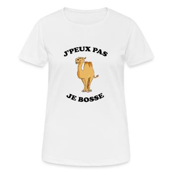 Je peux pas je bosse. Chameau humour - T-shirt respirant Femme - blanc - Devant - AI Model Female 172 dark (172cm)