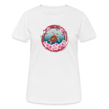 Turtle_Cherry-Blossom - Frauen T-Shirt atmungsaktiv - Weiß - Vorne - AI Model Female 172 dark (172cm)