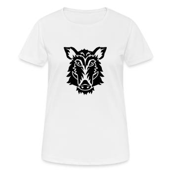 Wildschwein - Frauen T-Shirt atmungsaktiv - Weiß - Vorne - AI Model Female 172 dark (172cm)