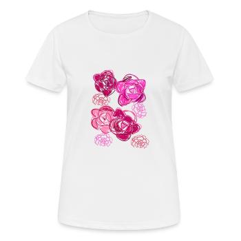 Rosen, Blumen,illustration,Rose - Frauen T-Shirt atmungsaktiv - Weiß - Vorne - AI Model Female 172 dark (172cm)
