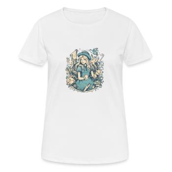 Dessin moderne d’Alice au pays des merveilles - T-shirt respirant Femme - blanc - Devant - AI Model Female 172 dark (172cm)
