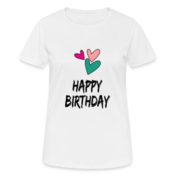 HAPPY BIRTHDAY. HAPPY BIRTHDAY. BIRTHDAY. - Women's Breathable T-Shirt - white - Front - AI Model Female 172 dark (172cm)