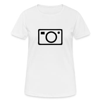 Kamera - Frauen T-Shirt atmungsaktiv - Weiß - Vorne - AI Model Female 172 dark (172cm)