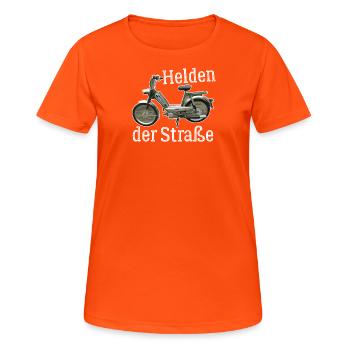 Helden Der Strasse Hercules Prima 5 T-Shirt - Frauen T-Shirt atmungsaktiv - Neonorange - Vorne - AI Model Female 172 dark (172cm)