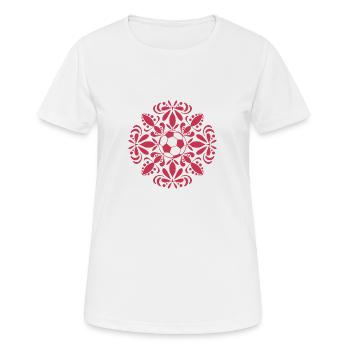 Fußball Mandala - Frauen T-Shirt atmungsaktiv - Weiß - Vorne - AI Model Female 172 dark (172cm)