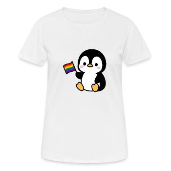 Pinguin mit Regenbogenfahne - Frauen T-Shirt atmungsaktiv - Weiß - Vorne - AI Model Female 172 dark (172cm)