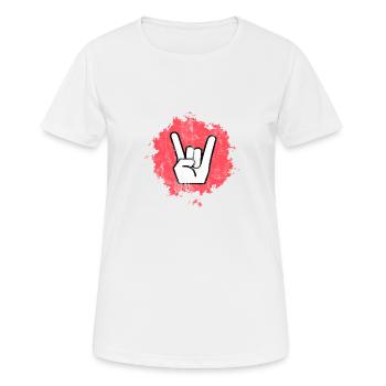 Fourche à frites coloré heavy metal, symbole rock - T-shirt respirant Femme - blanc - Devant - AI Model Female 172 dark (172cm)